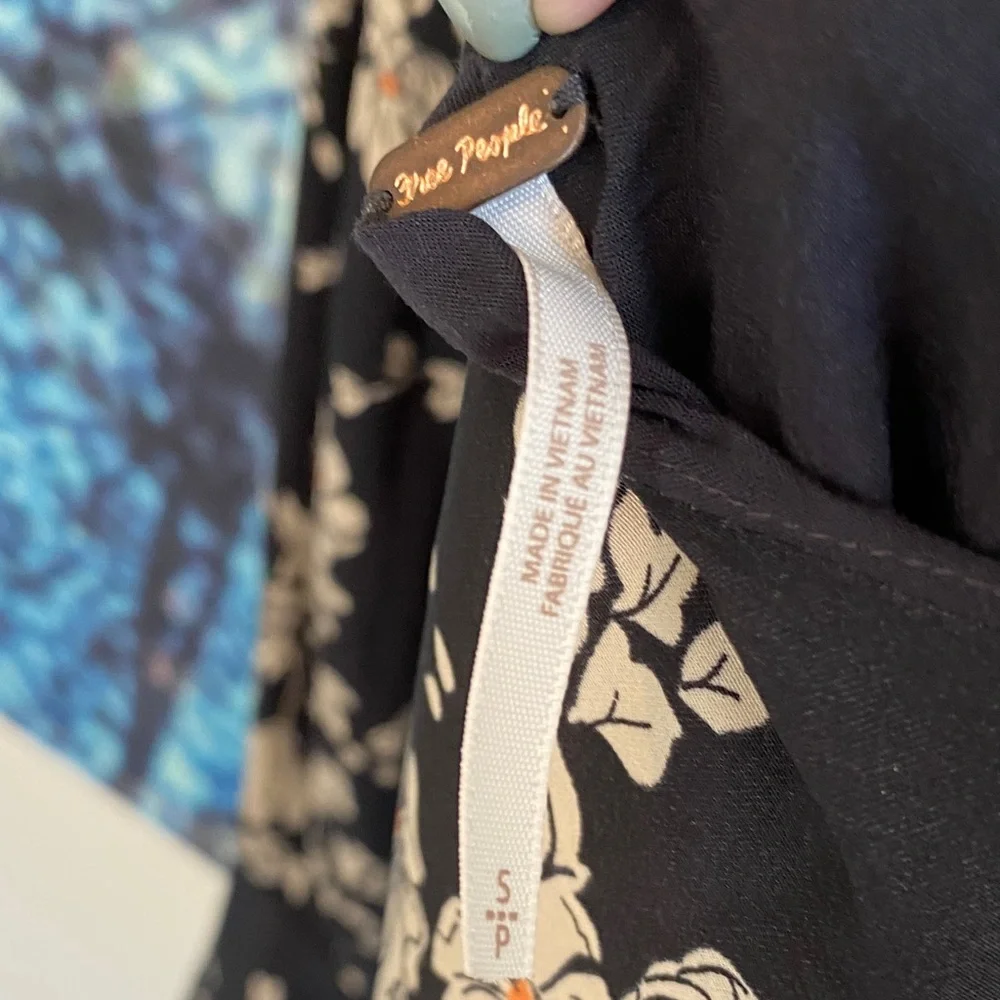 Free People Black and Cream Floral Backless Dress - Picture 13 of 14
